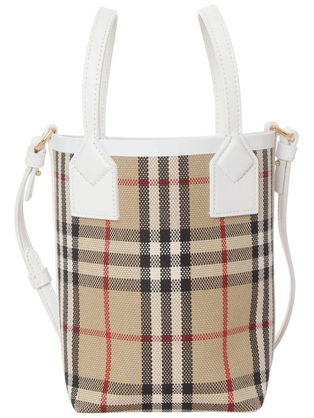 Burberry Mini London Tote Bag Archive Beige White - BURBERRY - BALAAN 4