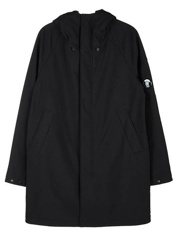 Men's Logo Wappen Shell R Hooded Long Jacket Black - CP COMPANY - BALAAN.