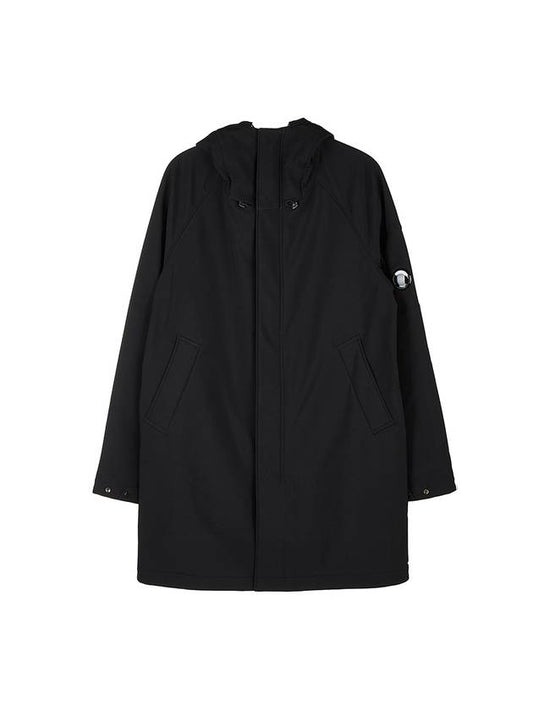 Men's Logo Wappen Shell R Hooded Long Jacket Black - CP COMPANY - BALAAN.