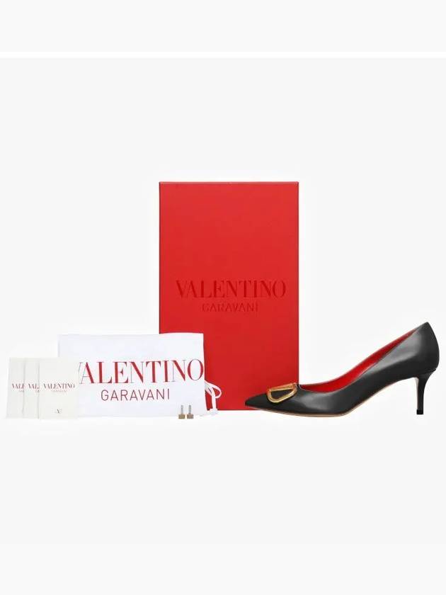 V Logo Signature Smooth Leather Pumps Black - VALENTINO - BALAAN 5