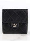 CC logo lambskin bifold wallet black - CHANEL - BALAAN 3