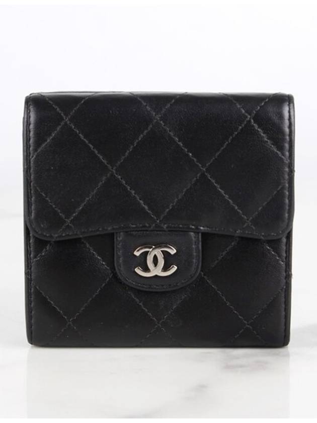 CC logo lambskin bifold wallet black - CHANEL - BALAAN 3