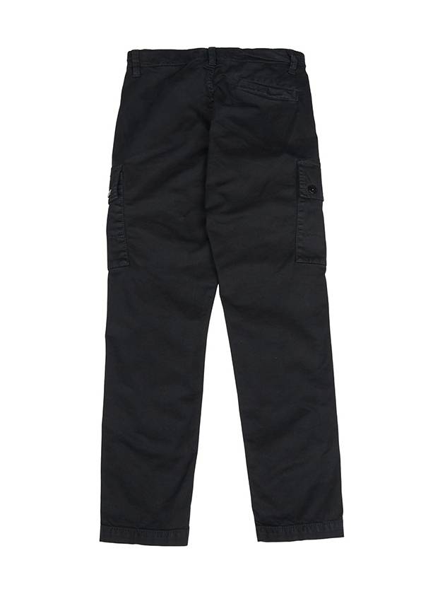 Kids 30115 Old Effect Garment Dyed Stretch Broken Twill Cargo Track Pants Black - STONE ISLAND - BALAAN 3