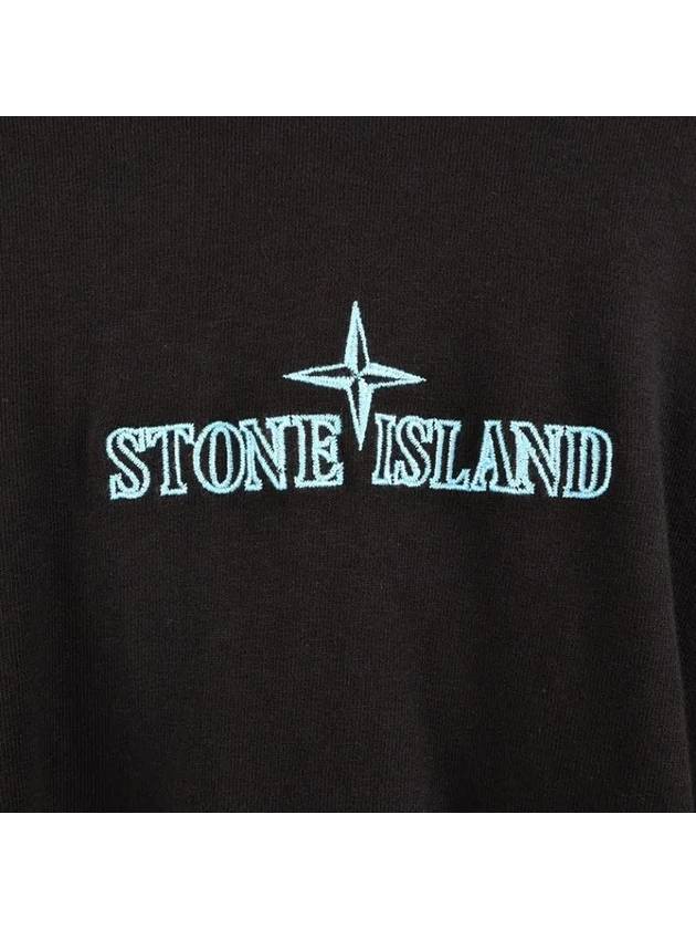 Logo Print Crew Neck Cotton Sweatshirt Black - STONE ISLAND - BALAAN 4