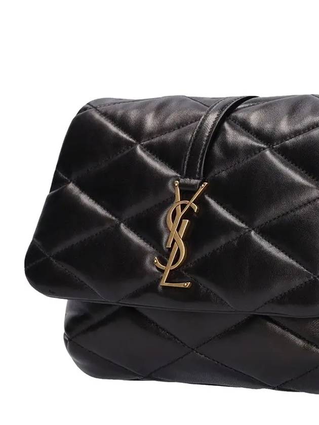 LE 57 Quilted Lambskin Hobo Shoulder Bag Black - SAINT LAURENT - BALAAN 4