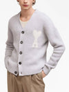 De Coeur V-Neck Cardigan Pearl Grey - AMI - BALAAN 6