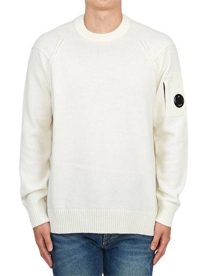 Lambswool GRS Crew Neck Knit Top White - CP COMPANY - BALAAN 2