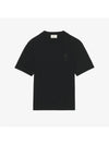 Tone On Tone Heart Logo Short Sleeve T-Shirt Black - AMI - BALAAN 3