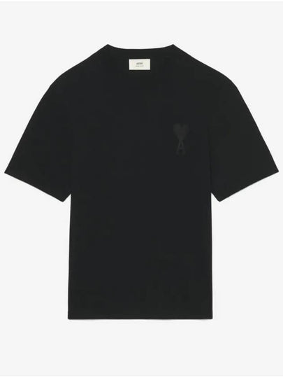 Tone On Tone Heart Logo Short Sleeve T-Shirt Black - AMI - BALAAN 2