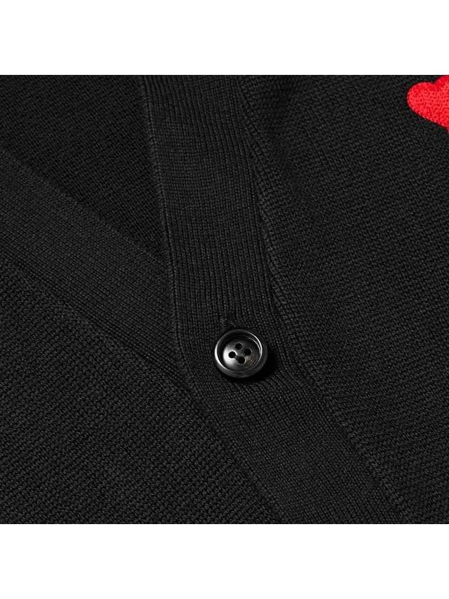 Heart Logo Merino Wool Cardigan Black - AMI - BALAAN 5