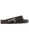 Silver Hardware T Logo Reversible Leather Belt Brown - TOM FORD - BALAAN 2