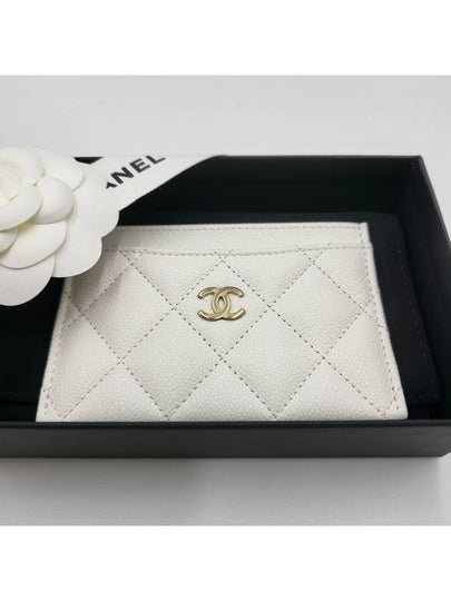 Gold CC Logo Leather Card Wallet White - CHANEL - BALAAN 2