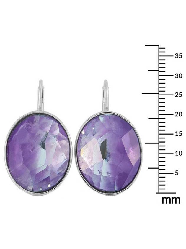 Rhodium Plated Oval Stainless Steel Purple Crystal Earrings Earrings - SWAROVSKI - BALAAN 4