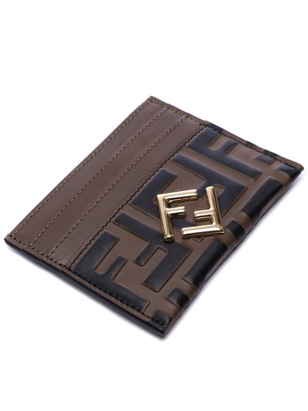 Logo Diamond Leather Card Wallet Brown - FENDI - BALAAN 6