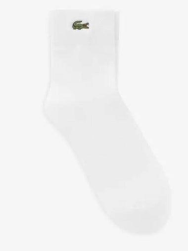 Basic Solid Pique Medium Neck Socks White - LACOSTE - BALAAN 1