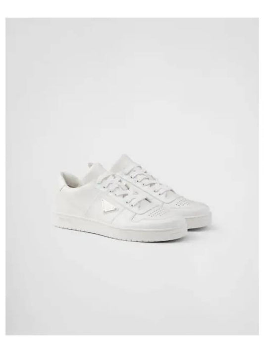 Downtown Triagle Logo Leather Low Top Sneakers White - PRADA - BALAAN 2