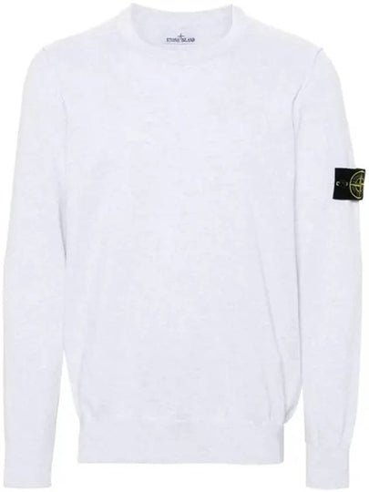 Crewneck Soft Cotton Knit Top Melange Grey - STONE ISLAND - BALAAN 2