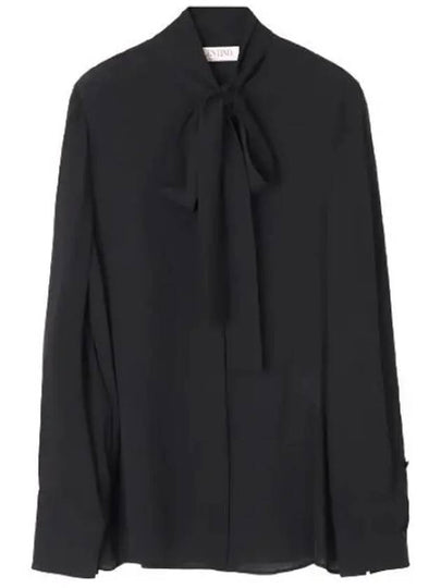 Scarf Neck Long Sleeve Silk Blouse Black - VALENTINO - BALAAN 2