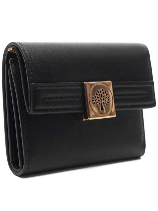 Tree Logo Tri-fold Leather Half Wallet Black - MULBERRY - BALAAN 4