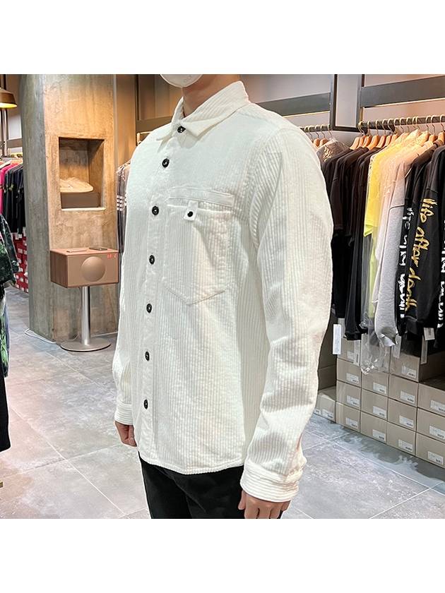 Logo Oversized Cotton Long Sleeve Shirt White - STONE ISLAND - BALAAN 4