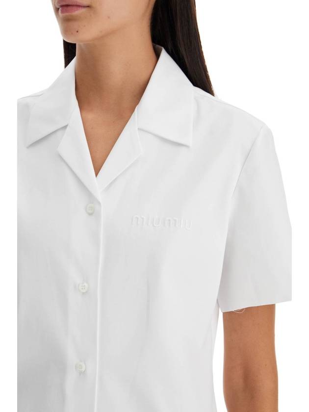 poplin blouse with button - MIU MIU - BALAAN 4