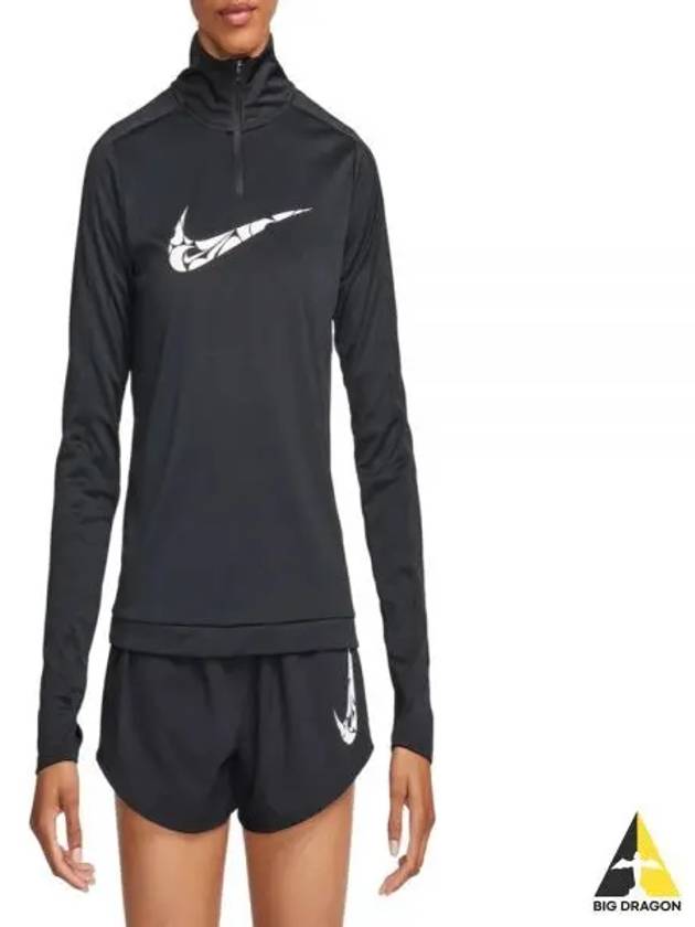 Dri-Fit Swoosh Quarter Zip Up Long Sleeves T Shirt Black - NIKE - BALAAN 2