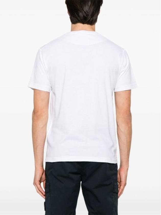 Fissato Effect Organic Cotton Jersey Short Sleeve T-Shirt White - STONE ISLAND - BALAAN 3