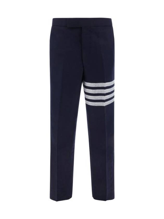 4 Bar Low Waist Tailored Straight Pants Navy - THOM BROWNE - BALAAN 1