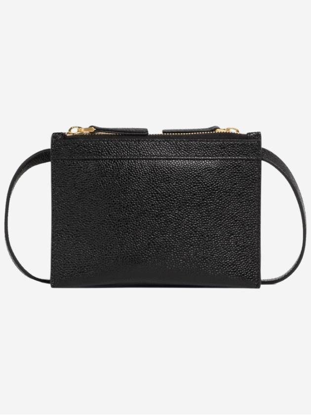 Document Holder Pebble Grain Leather Mini Cross Bag Black - THOM BROWNE - BALAAN 4