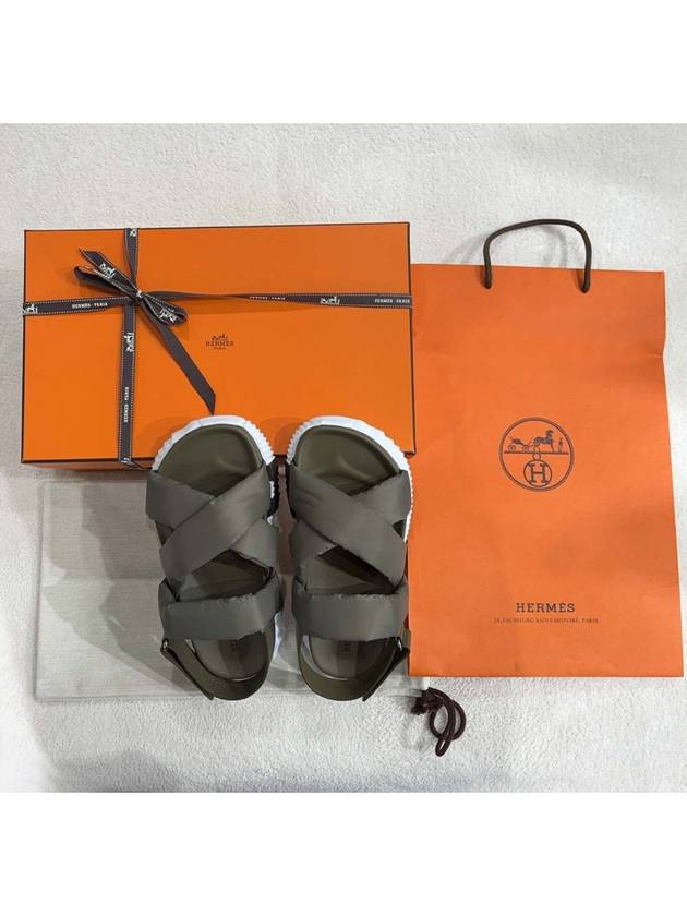 Electric Logo Sandals Khaki - HERMES - BALAAN 6