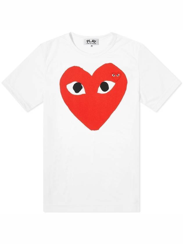 Men's Black Eye Red Double Heart Short Sleeve T-Shirt P1 T026 1 White - COMME DES GARCONS - BALAAN 1