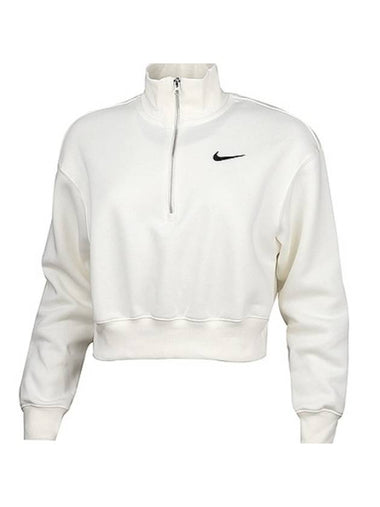 Sportswear Phoenix Fleece Oversized Crop Sweatshirt White - NIKE - BALAAN 1