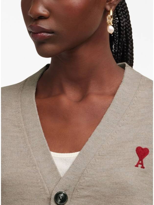 heart logo wool Vneck cardigan - AMI - BALAAN 5