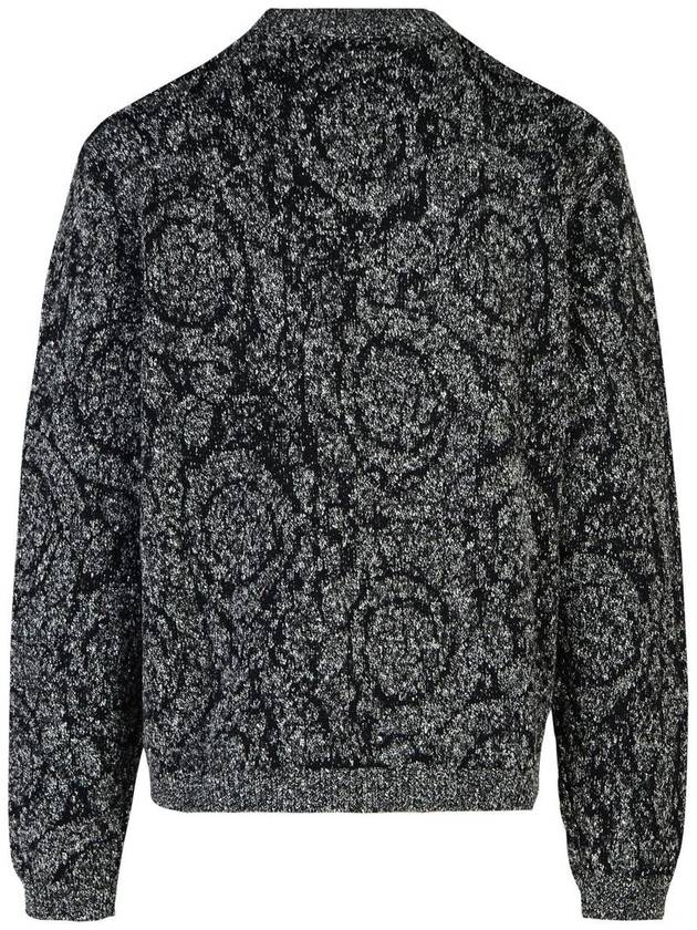 Jacquard Long Sleeve Knit Top Grey - VERSACE - BALAAN 4