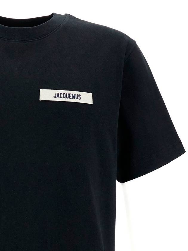 Le Gros Grain Logo Short Sleeve T-Shirt Black - JACQUEMUS - BALAAN 4