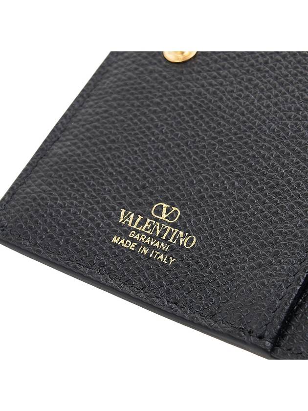 V Logo Folding Half Wallet Black - VALENTINO - BALAAN 9