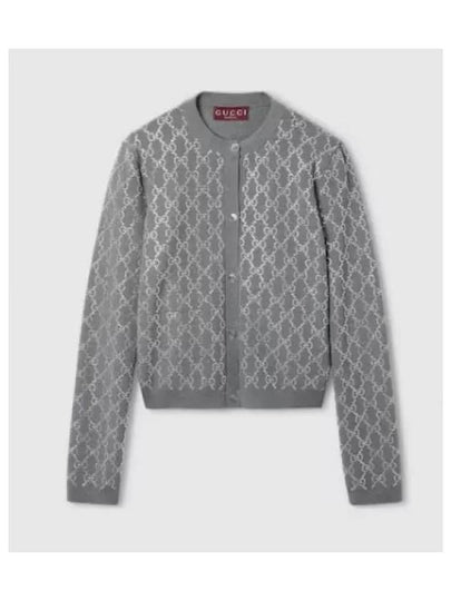 GG Crystal Embroidered Wool Cardigan Gray - GUCCI - BALAAN 2