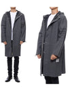 Men's Double Face Tech Twill Tonal 4-Bar Stripe Long Parka Grey - THOM BROWNE - BALAAN 3