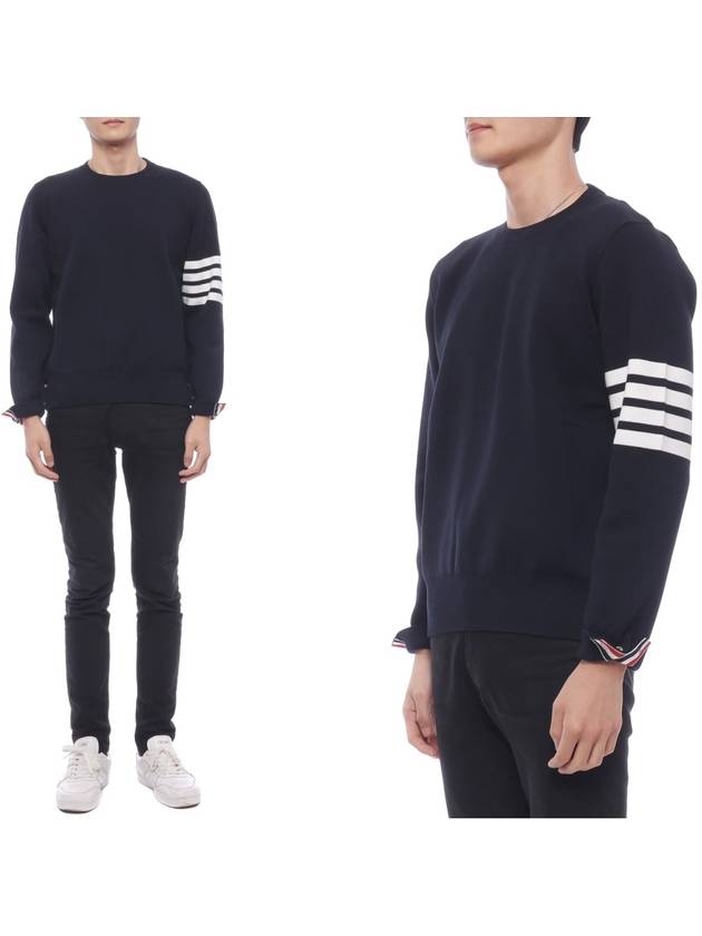 4 Bar Armband Milano Stitch Knit Top Navy - THOM BROWNE - BALAAN 3