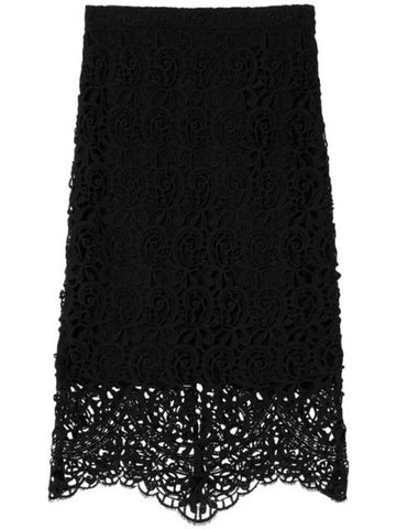 Women's Macrame Lace Pencil Skirt Black - BURBERRY - BALAAN 1