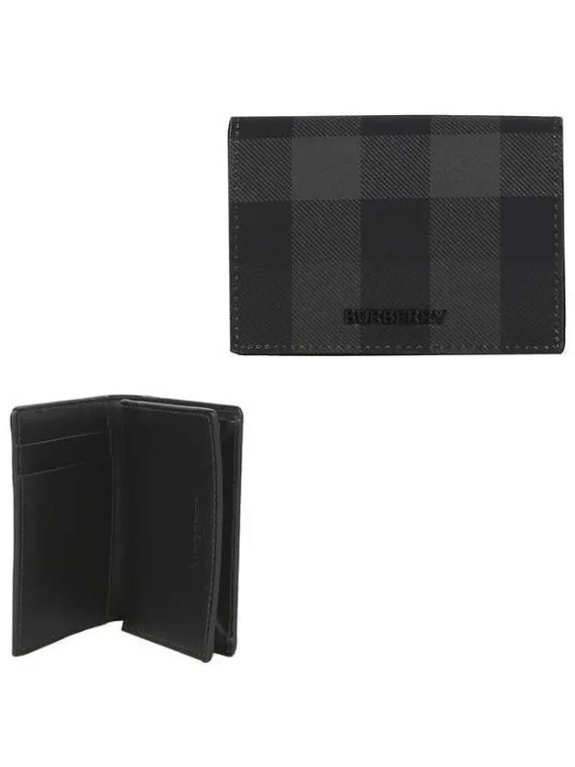 Men's Checked Leather Half Wallet Grey - BURBERRY - BALAAN 2