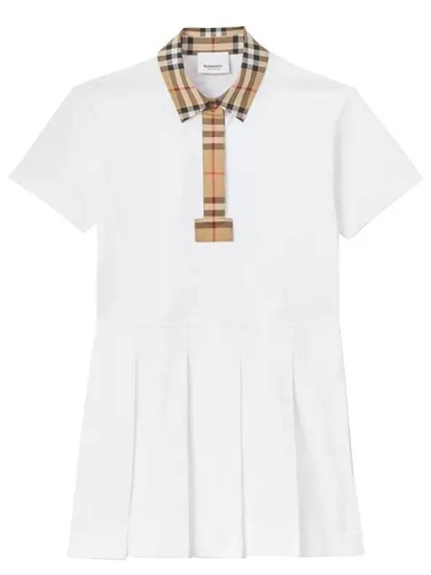 Kids Collar Check Polo Dress White - BURBERRY - BALAAN 2