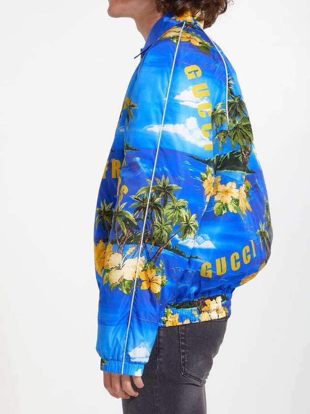 Print Nylon Jacket Blue - GUCCI - BALAAN 4