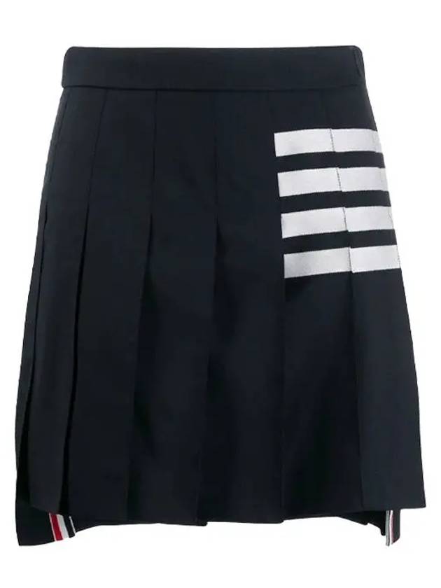 4 Bar Plain Weave Mini Pleated Skirt Navy - THOM BROWNE - BALAAN 2