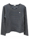 Triomphe Striped Cotton Jersey Long Sleeve T-Shirt White Navy - CELINE - BALAAN 2