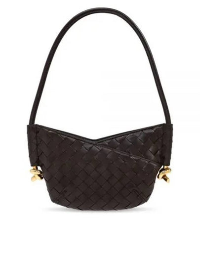 Solstice Intrecciato Mini Leather Shoulder Bag Dark Brown - BOTTEGA VENETA - BALAAN 2