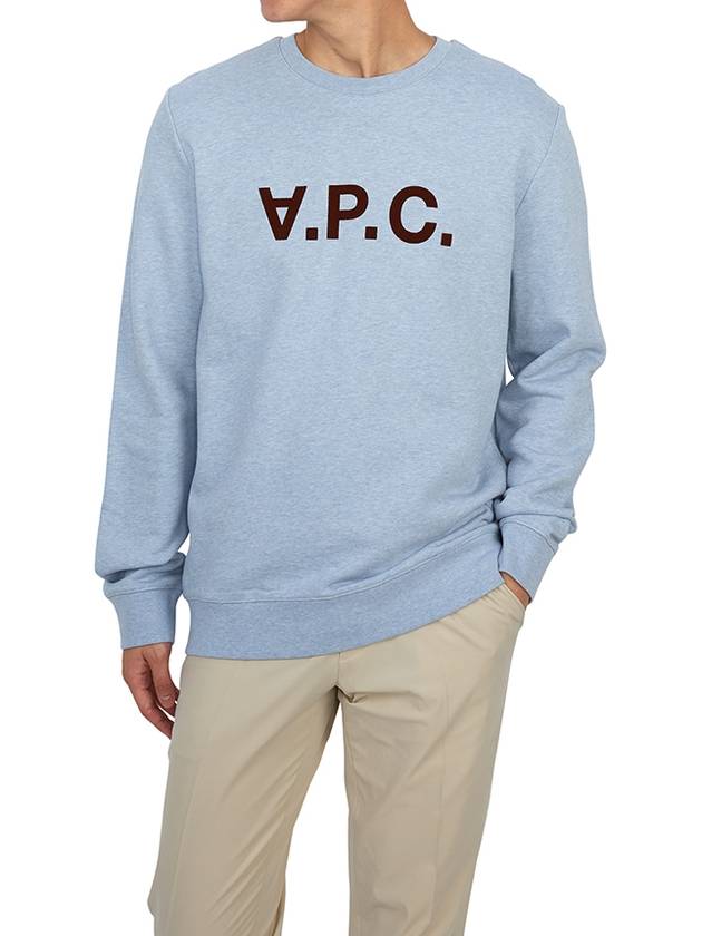 Logo Crewneck Cotton Sweatshirt Light Blue - A.P.C. - BALAAN 5