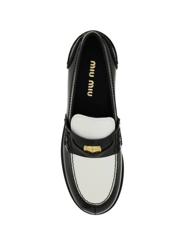 Leather Penny Loafers White Black - MIU MIU - BALAAN 3