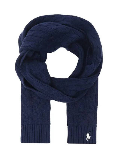 Pony Knit Cotton Scarf Navy - POLO RALPH LAUREN - BALAAN 2