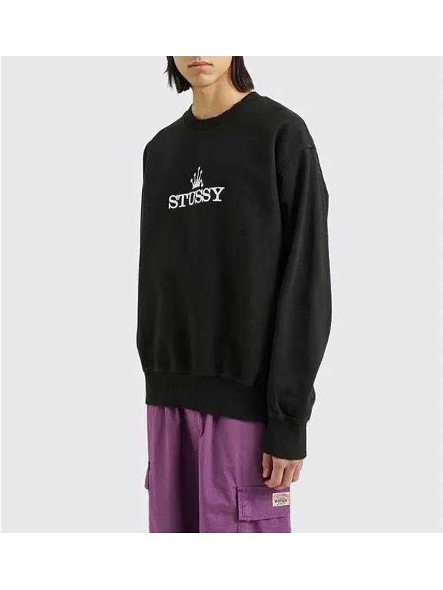 Crown Logo Print Black Heavy Cotton Sweatshirt Sweatshirt - STUSSY - BALAAN 3